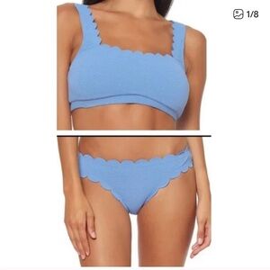Jessica Simpson Blue Scalloped Bikini sz L
